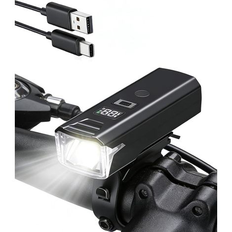Wiederaufladbare Fahrradlampe – USB-LED-Frontscheinwerfer mit Akkuanzeige und Lichtsensor – Schutzart IPX4 – 1500 mAh (1/5)
