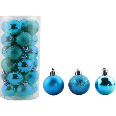 Boule De Noel - 24 Pièces - Diamètre 4 cm - En Plastique Incassable - Finition Brillante Mate Ou Pailletée - Pour Arbre De Noël Tableau Ou Décoration Événementielle (1/5)