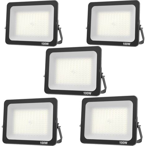 5pcs Projecteur LED 100W, Superlumineux spot extérieur Blanc Froid 6500K, IP66 Eclairage de Sécurité Floodlight lumiere pour Jardin Stade Garage entrepôt Magasin Atelier Dépôt (1/5)
