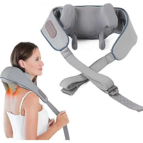 Appareil de massage pour la nuque et les épaules, masseur Shiatsu pour la nuque et les épaules avec fonction chauffante, deux modes de massage (gris) (1/5)