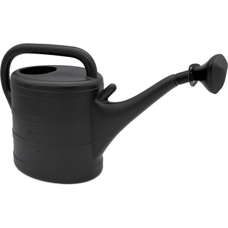 Kunststoff Gießkanne 10 Liter - anthrazit - Gartengießkanne mit abnehmbarer Brause - Kanne für Haus und Garten zur Bewässerung für Pflanzen