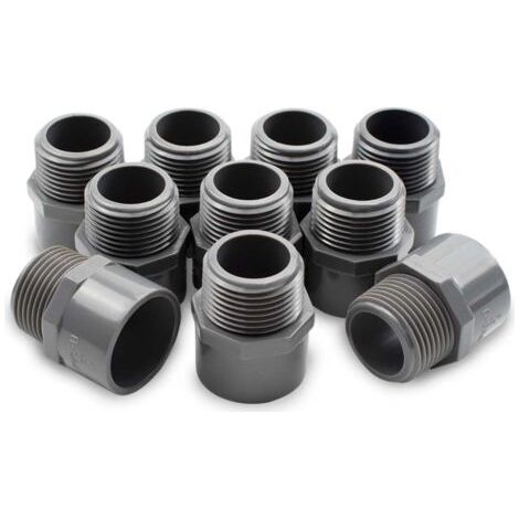 10 pcs Noir 1-1/2" Mâle BSP Filetage à 50mm Slip Socket PVC Hex Nipple Connecteur, adapté pour l'irrigation des terres agricoles, connexion de tuyau d'eau (1/4)