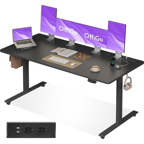 Elektrischer Schreibtisch 180cm höhenverstellbar mit USB, Memory Funktion, Rollen (1/5)
