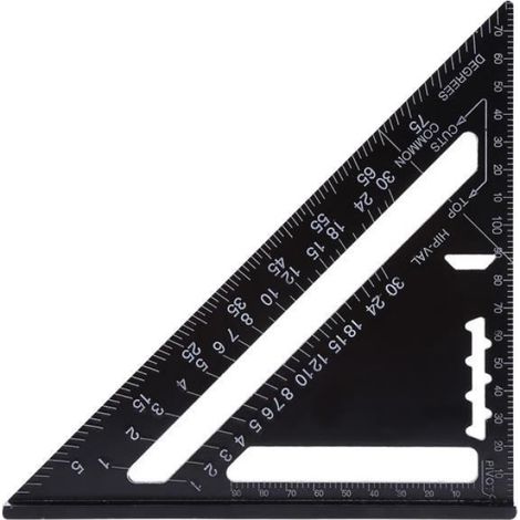 Équerre Charpentier - Alliage D'aluminium - 26x18.6x18.5 Cm - Système Métrique - Noir - 1 Pièce (1/5)