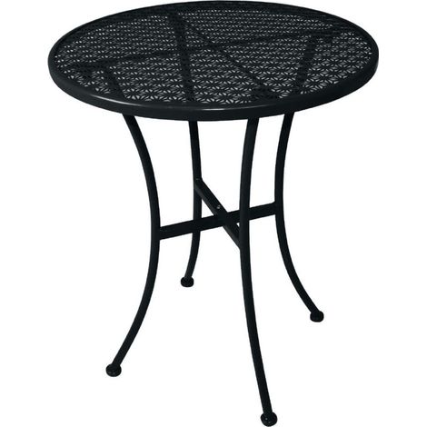 Table bistro ronde en acier ajouré noire 600mm (lot de 15) - BOLERO (1/5)