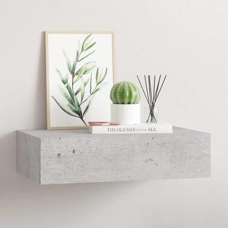 vidaXL Scaffale con Cassetti da Parete Grigio Cemento