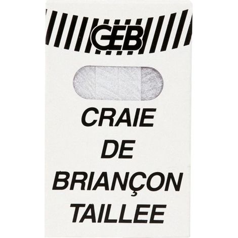 GEB – Craie de Briançon taillée 12 bâtons – Marquage blanc sur tous matériaux – Non friable – Longueur 10 cm – Conditionnement 12 unités