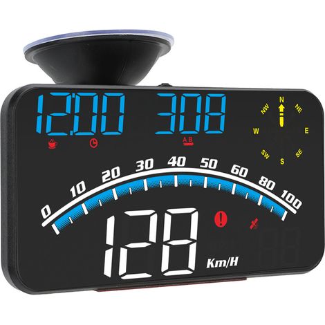 Écran LED HUD intelligent haute définition, alarme de vitesse, compteur de vitesse GPS multifonction universel 5V pour voitures et camions (bleu) (1/5)