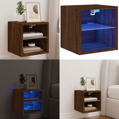 Meuble TV mural avec lumières LED chêne marron 30x28,5x30 cm - Meuble Tv Mural - Armoire Tv Murale - Éclairage Led Rgb - Rangement Mural - Design Moderne - Home & Living (1/5)