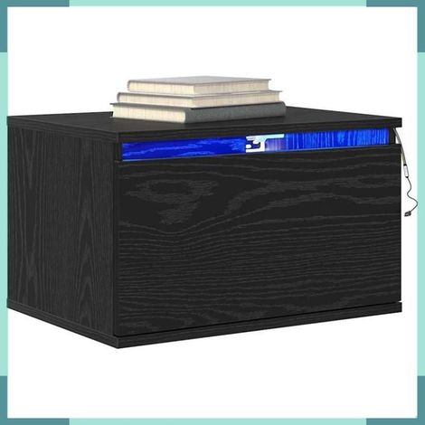 863082 Cabinet de chevet mural avec tiroir Chêne noir 50 x 36 x 30 cm (1/5)