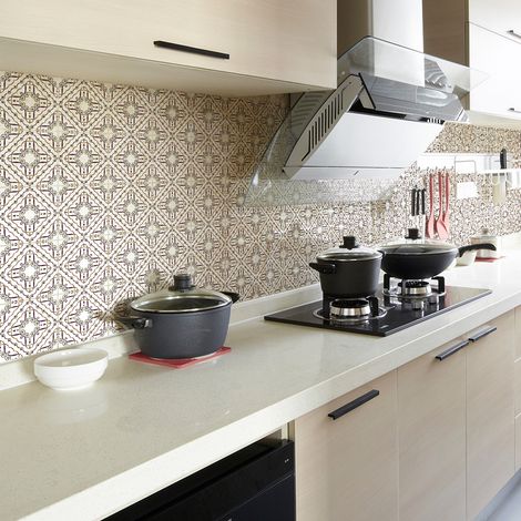 Sticker Mural Carrelage adhésif Cuisine Salle de Bain - 60 STICKERS CARREAUX DE CIMENT AZULEJOS LILITH - 60stickers20x20cm (1/5)