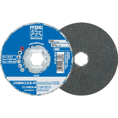PFERD COMBICLICK verpresste Vliesronde CC PNER Ø 115 mm Mittehart SIC Fein für Finish (1/5)