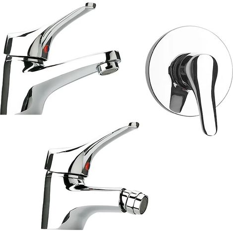 Set miscelatori lavabo bidet e doccia incasso cromati Piralla Ariel scarico incluso (1/5)