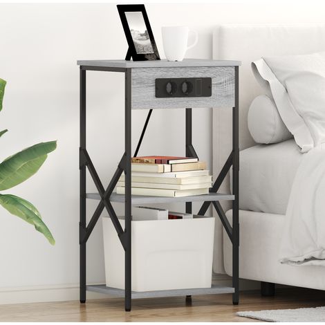 Armario de Noche con estante 2 uds. Gris Sonoma 41 x 31 x 76 cm vidaXL (1/5)