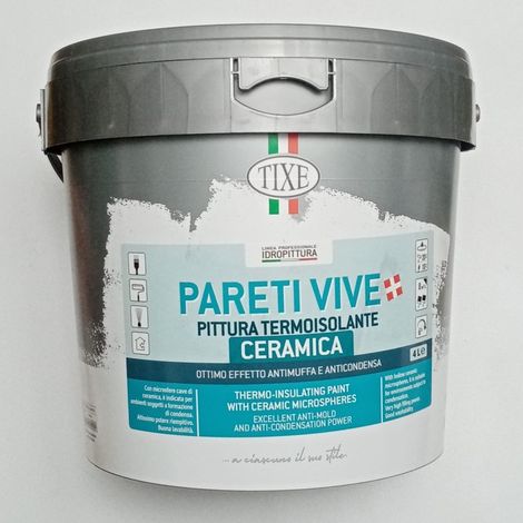 Tixe pareti vive 4lt pittura bianca opaca anticondensa termoisolante ceramica alto spessore con antimuffa lavabile per interni
