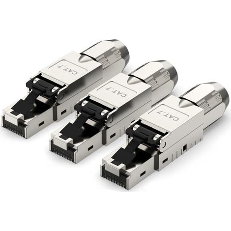Packung mit 3 geschirmten 10-Gbit/s-RJ45-CAT7-LSA-Netzwerksteckern, werkzeuglose RJ45-Anschlussdose für 600-MHz-Installationskabel