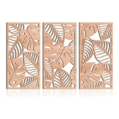 Wood Wall Sculpture - Tropical Monstera Leaf Decor Boho Chic - Modern