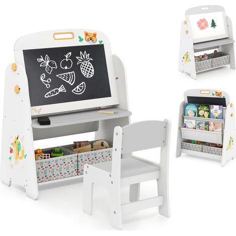 Chevalet enfant, tableau enfant,bureau enfant en bois,table enfant avec chaise,Chevalet d’art enfant,bureau et chaises pour enfants,table d'activité (1/5)