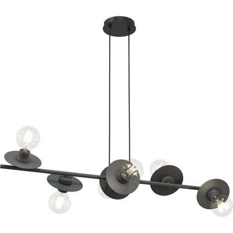 Lampadario 6 Luci Token In Acciaio Nero Con Barra E Diffusori A Piatti (1/5)