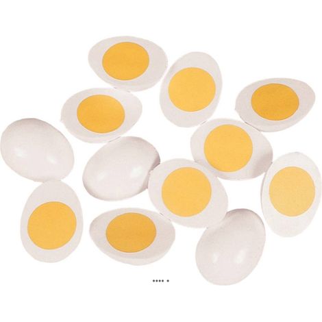 Demi oeuf cuit artificiel en lot de 12 en Plastique soufflé H 65x45 mm