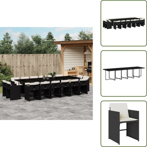 Ensemble à manger de jardin 17 pcs coussins noir résine tressée - Salon De Jardin - Meuble De Jardin - Set De Jardin - Table De Jardin - Chaises De Jardin (1/5)