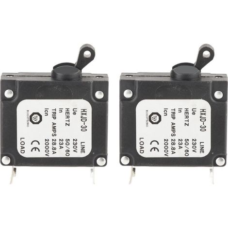Disjoncteur de Génération Professionnel 23A 230V pour Groupes Électrogènes, 2 Pièces en Fer avec Interrupteur, Sécurité Améliorée, Dimensions Compactes (64x51x49mm) (1/5)