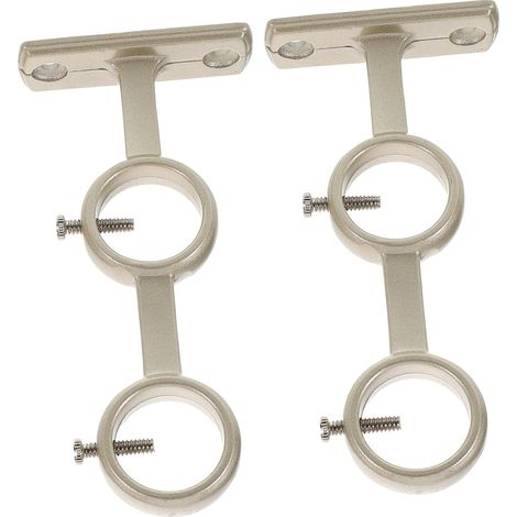 Supports pour tringle à rideaux, lot de 2 supports doubles pour tringle à rideaux, crochets pour salon, chambre, tringles à rideaux (Argent)
