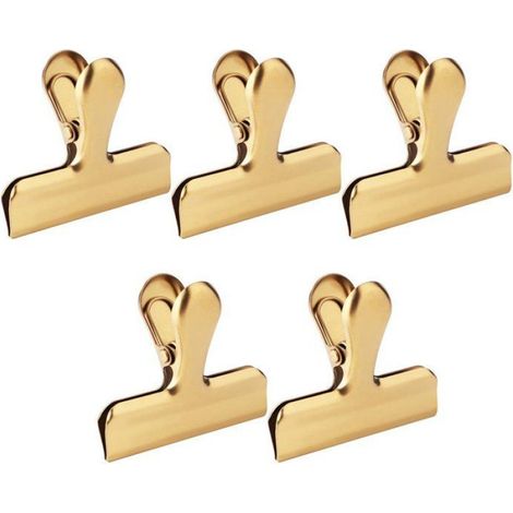 Clips Métal - Dorés - Pour Sacs Alimentaires Et Documents - Lot De 5 (1/4)