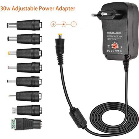30-W-Wechselstrom-zu-Gleichstrom-Universalnetzteil (3 V, 4,5 V, 5 V, 6 V, 7,5 V, 9 V, 12 V), Multispannungsadapter mit 8 Gleichstromanschlüssen für Heimelektronik (1/4)