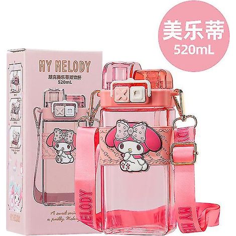 Neue Kawaii Sanrio-Trinkflaschen, niedliches Anime-Motiv mit Cinnamoroll Kuromi, tragbarer Becher, 520 ml, Geschenk für Kinder, Jungen und Mädchen, Melody (1/5)