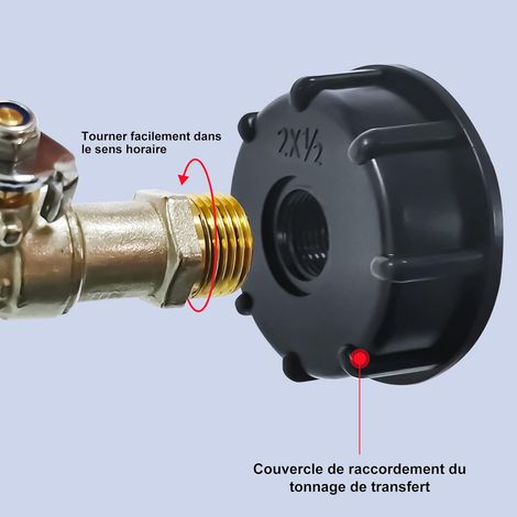 Robinet Cuve S60X6 IBC Raccord avec de Tuyau 1 et 2" Adaptateur Réservoir Vidange Jardin pour d'adaptateur (1/5)