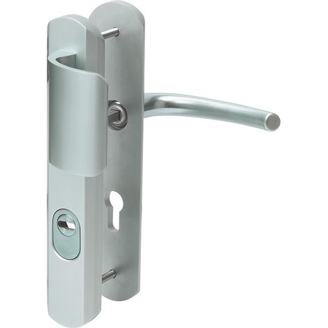 Vachette – Ensemble de sécurité béquilles doubles sur plaques longues SECUMAX – Aluminium massif – Entraxe 70 mm – Protecteur de cylindre en inox