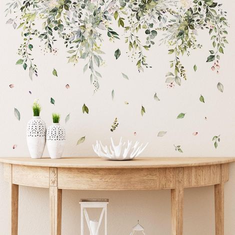 Stickers Muraux Feuilles Verts Plantes Tropicales Autocollant Mural Plantes Deco Stickers Salle de Bain Chambre pour Chambre Salon Bureau (1/5)