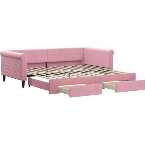 Maison Exclusive - Divano Letto Estraibile con Cassetti Rosa 100x200 cm Velluto (1/5)