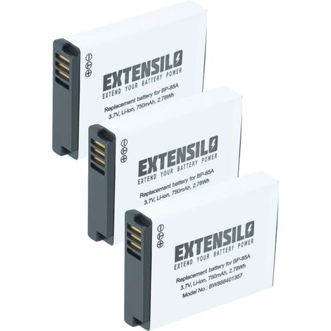 EXTENSILO 3x Akku kompatibel mit Samsung ST200, WB210, ST200F, PL210, SH100 Kamera (750 mAh, 3,7 V, Li-Ion) (1/5)