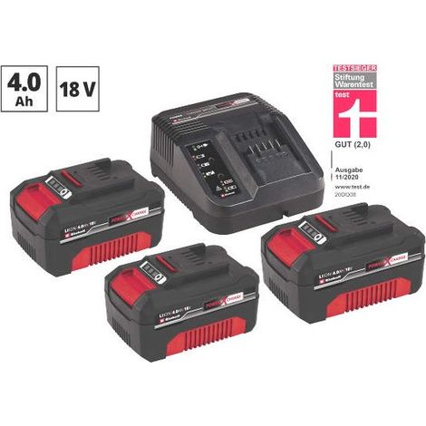 Kit 3 batterie 18 v - 4,0 ah + caricabatteria einhell