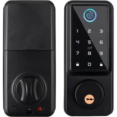 Serrure Intelligente biométrique à Empreintes digitales, Application, télécommande, Carte de Mot de Passe, verrou électronique Automatique à pêne Dormant(Zwart) (1/5)