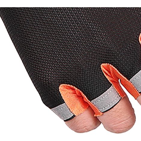 Rutschfeste Gewichtheberhandschuhe, Halbfinger-Fitness-Radhandschuhe, Outdoor-Sporthandschuhe für Damen und Herren, schwarz und orange, Größe L. (1/5)
