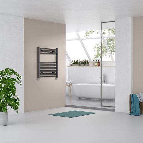 Biubiubath Black Straight Bathroom Towel Radiator Modern Design 800x450mm (1/5)