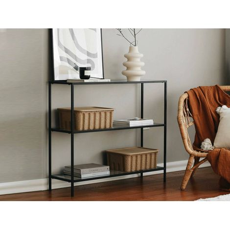 Dmora - Consola Dkerriga, Mesa multiusos, Gabinete de soporte, Escritorio de pasillo, 100x30h85 cm, Negro (1/5)