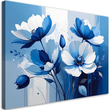 Quadro su tela, Fiori blu su sfondo chiaro - 30x20 (1/2)