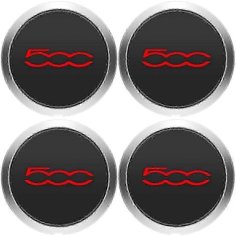 Lot de 4 enjoliveurs de 133 mm pour jantes 500, cache-moyeux centraux, références 68078419AC et 68078421AC, cache-poussière, référence 51884863, rouge. (1/5)