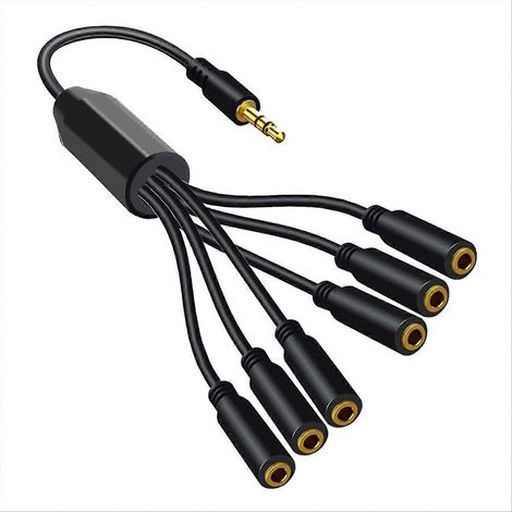 Câble répartiteur casque stéréo à 6 prises femelles 3,5 mm pour PC, TV, MP3 et enceinte (1/5)