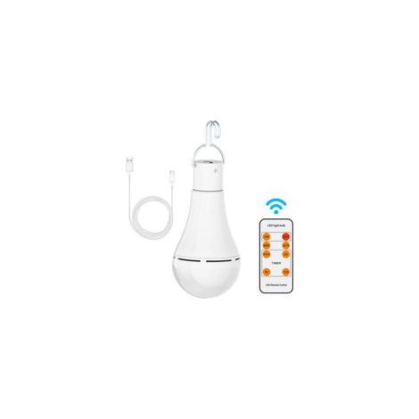 Ampoule rechargeable USB 7W E27 dimmable avec télécommande – Batterie lithium 2600 mAh – Autonomie jusqu'à 20h – Utilisation intérieure et extérieure (1/5)