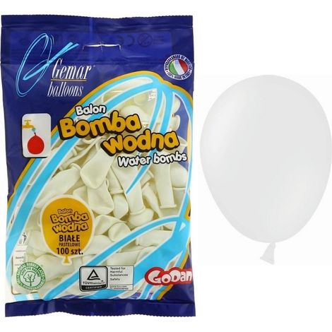 Globos bomba de agua blancos, 100 unidades. (1/4)