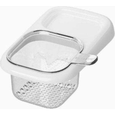 Escurridor con ventosa, no requiere taladrar, para lavar y escurrir alimentos. Se adapta a grifos, cañones y laterales de armarios. Color blanco. (1/5)