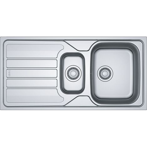 Évier inox lisse Franke Flash FLN651 – Bac à laver 1000 x 500 mm – Découpe 980 x 480 mm – Système de vidage automatique (1/2)
