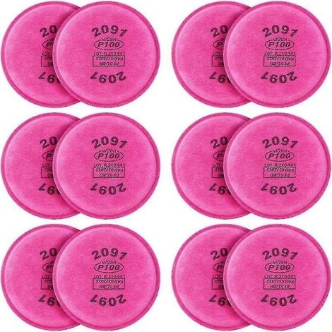 12 Pcs 2091 P100 Particulate Filter Replacement For 6000 6200 6800 7000 Ff-4 Model 2091 P100 Filter (1/5)