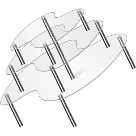 Présentoir à Gâteaux en Acrylique Transparent 3 Niveaux Support Empilable Moyen Grand et Très Grand pour Petits Gâteaux Figurines et Décorations de Fête pour Mariages et (1/5)