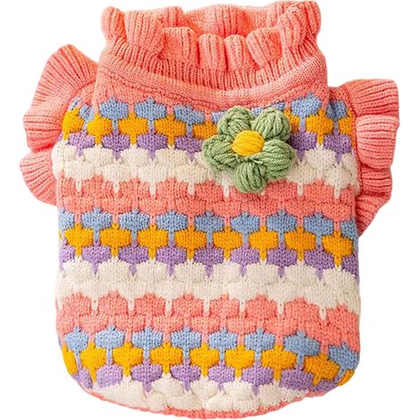 Pull Pour Chien Petit - Pull Tricoté En Polyester - Pour Chiens Et Chats De Petite Taille - XS À XL - Rose (1/5)